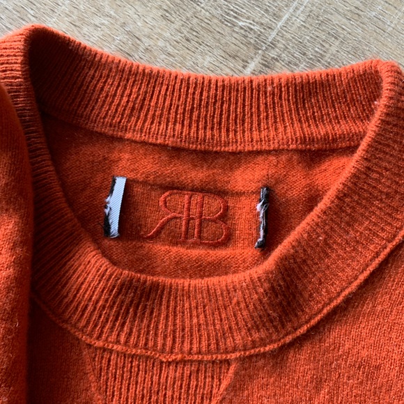 Banana Republic 100% Cashmere Sweater Mens L Crew BR Logo Orange Jumper pullover - Picture 7 of 12